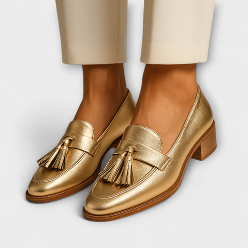 Celeste – Chic Gold Loafers