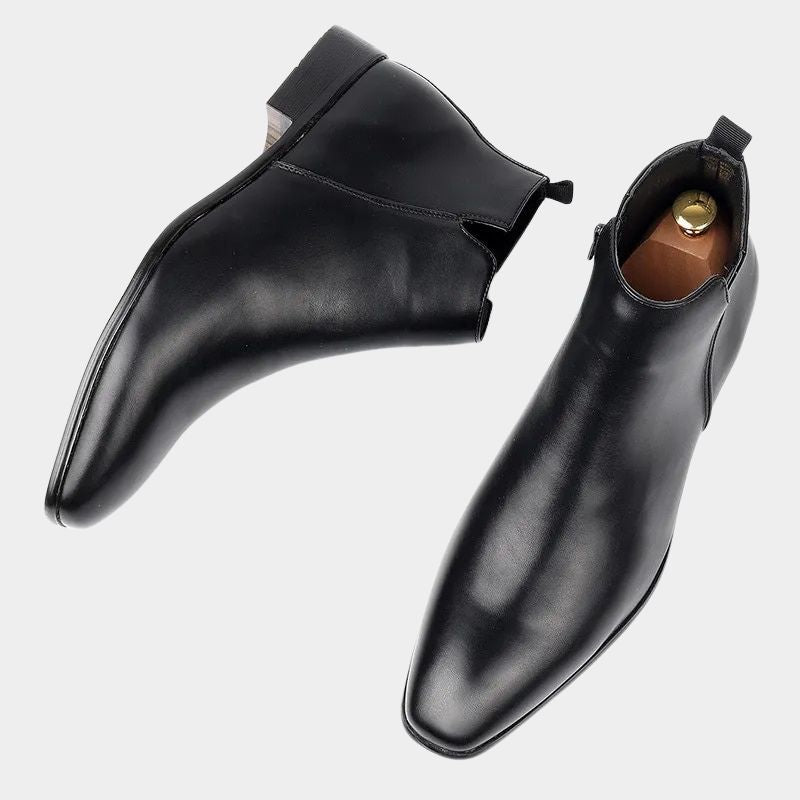 Side Zip Retro Leather Boots for Men