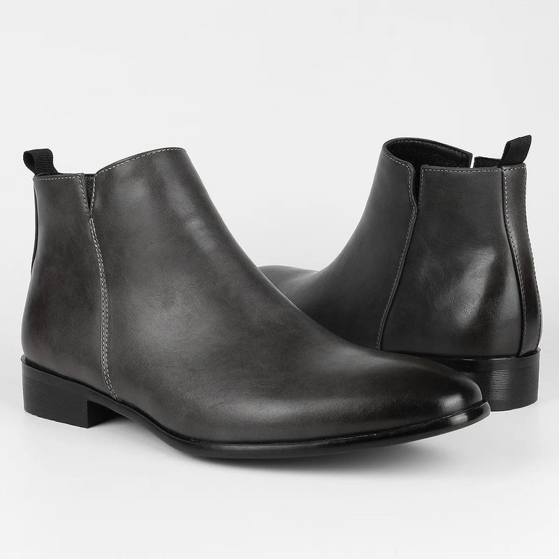 Side Zip Retro Leather Boots for Men