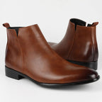 Side Zip Retro Leather Boots for Men
