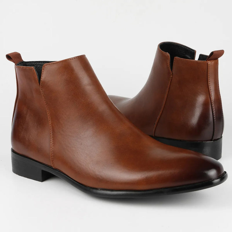 Side Zip Retro Leather Boots for Men