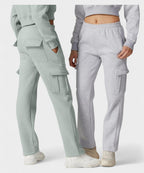 Alana | High-Waist Fleece Cargo Sweatpants