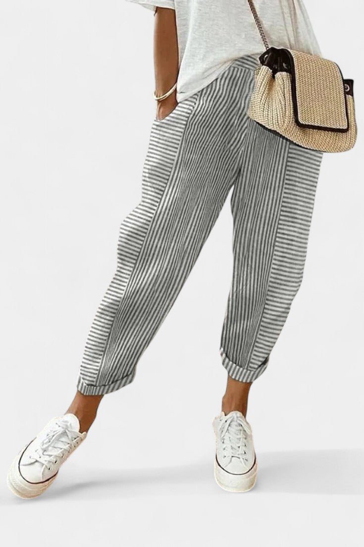 Alba Striped Linen-Blend Pants