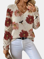 Amelie | Elegant Floral V-Neck Sweater