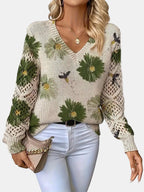 Amelie | Elegant Floral V-Neck Sweater