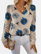Amelie | Elegant Floral V-Neck Sweater