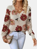Amelie | Elegant Floral V-Neck Sweater