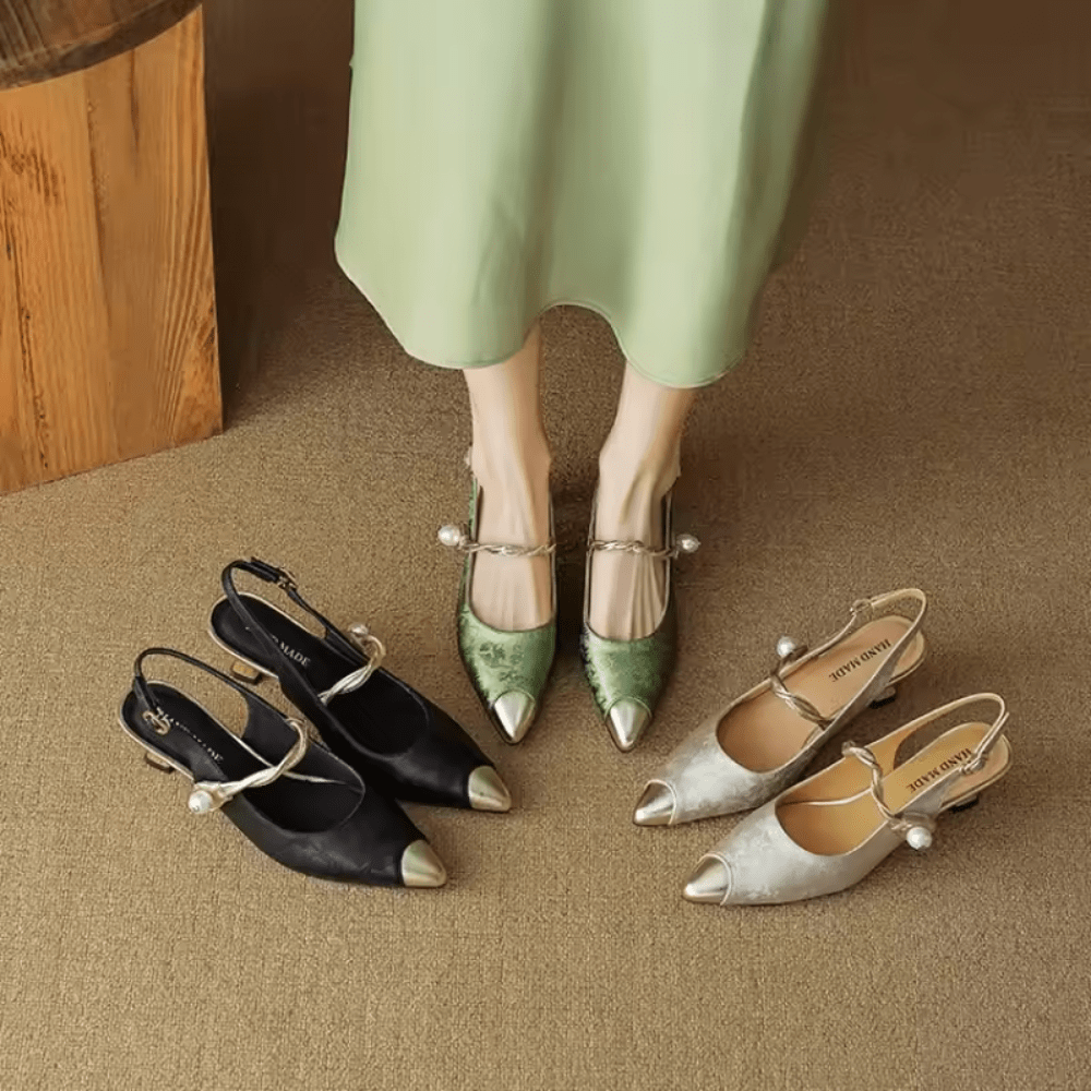 ASTRID | PEARL EMBELLISHED SLINGBACK HEELS