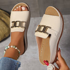 Cathy | Comfy Buckle Sandals with Gold Accents