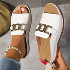 Cathy | Comfy Buckle Sandals with Gold Accents