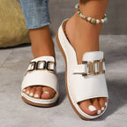 Cathy | Comfy Buckle Sandals with Gold Accents