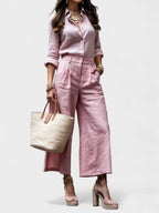 Celeste | Wide-Leg Linen Pants & Shirt Set
