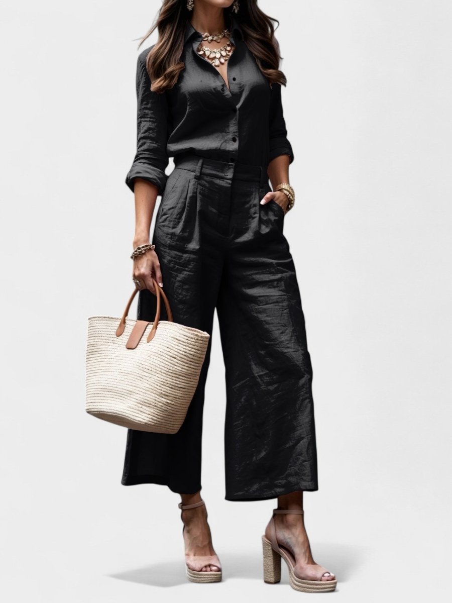 Celeste | Wide-Leg Linen Pants & Shirt Set