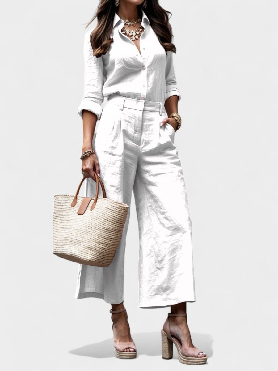 Celeste | Wide-Leg Linen Pants & Shirt Set