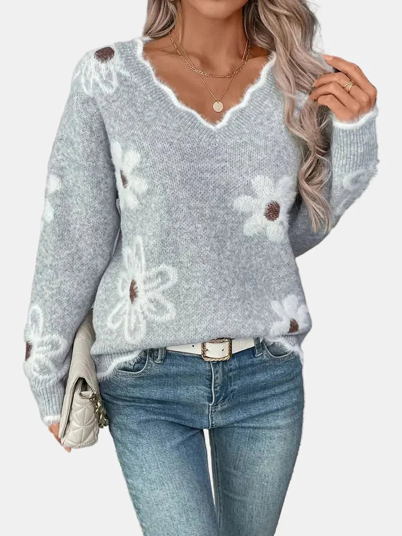 Charlotte | Timeless V-Neck Floral Sweater