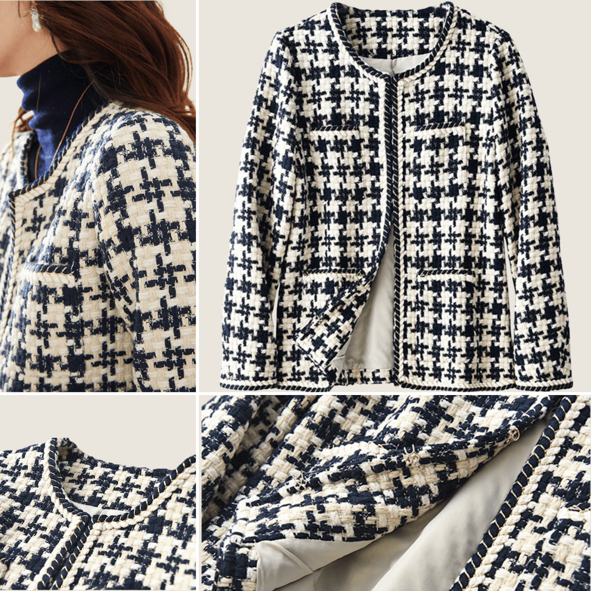 Classic Houndstooth Blazer