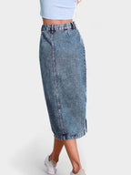 Elodie | Button-Front Cotton Blend Skirt