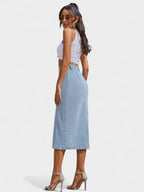 Elodie | Button-Front Cotton Blend Skirt