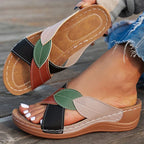 FIONA | STYLISH LEAF ACCENT SANDALS