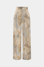 Inna | Marble Print High-Waisted Straight Leg Pants