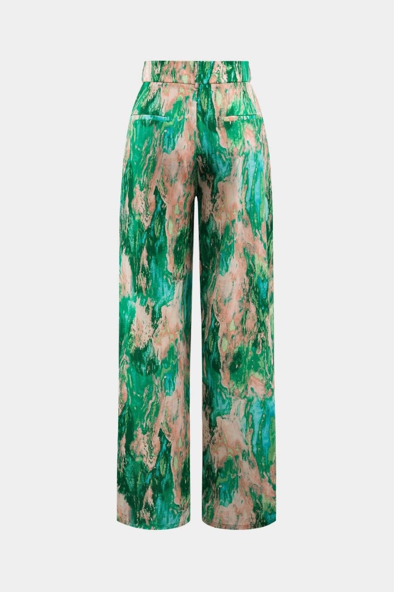 Inna | Marble Print High-Waisted Straight Leg Pants