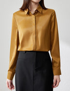 Isadora™ | Soft Satin Top with Long Sleeves — Reinvented Office Elegance