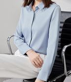 Isadora™ | Soft Satin Top with Long Sleeves — Reinvented Office Elegance
