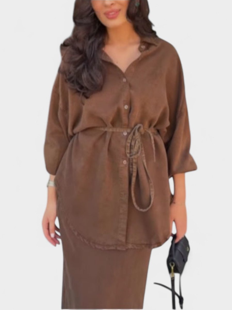 Joe | Tie-Drawstring Shirt & Skirt Set