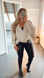 Leather Look Warm Leggings Black