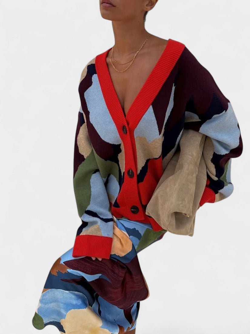 Lydia | Abstract Knit Cardigan & Skirt Set