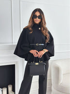 Maëva™ | Belted cape coat with high collar – fluid and assertive silhouette