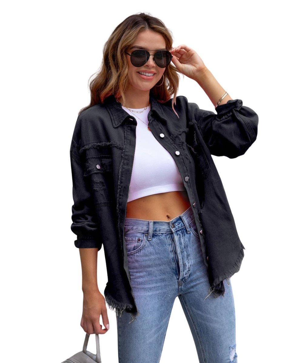 Maïane™ | Casual Shirt-Jacket with Frayed Edges