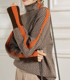 Malou | High Neck Sweater with Striking Contrast Stripes