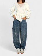 Mary | Diamond-Embellished Balloon Jeans