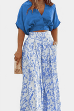 Olivia | V-Neck Top & Wide-Leg Trousers Set