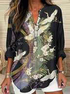 Orielle™ - Elegant Flight Print Blouse