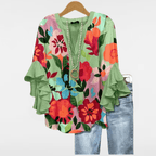 REGINE | TIMELESS FLORAL RUFFLED SLEEVE BLOUSE