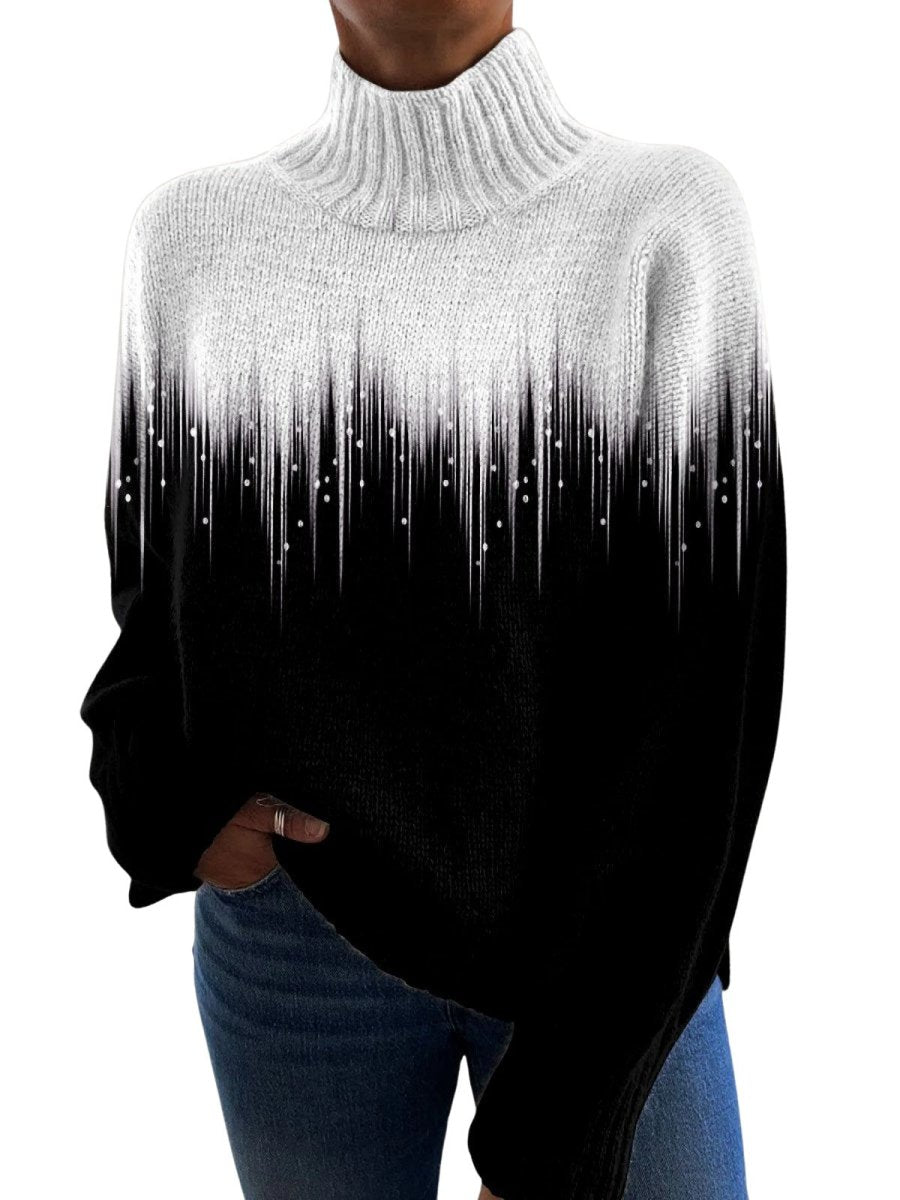 Romantic Flash Ray Print Turtleneck Sweater