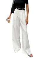 Solid Wide Leg Pants Without Belt
