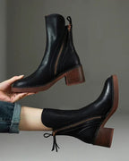 Valorine | Black leather boots with a comfortable heel