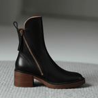 Valorine | Black leather boots with a comfortable heel
