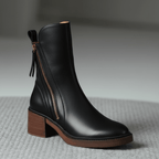 Valorine | Black leather boots with a comfortable heel