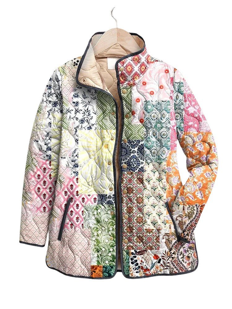 Women's floral patterned jacket, casual, quilted