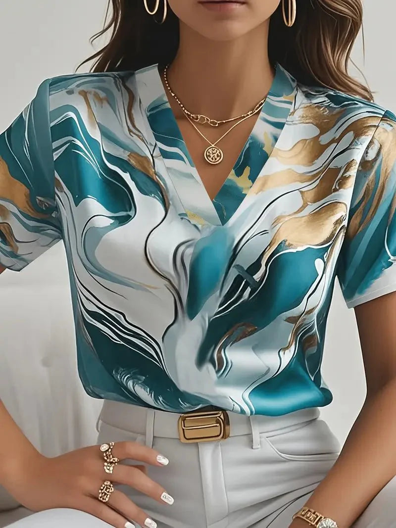 XYRIEL | STYLISH MARBLE PRINT BLOUSE