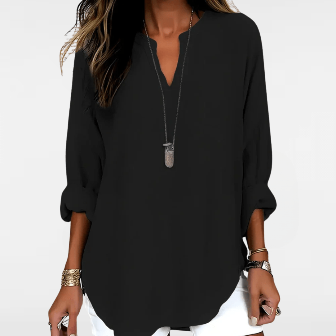 YAHNA | CLASSIC LONG SLEEVE V-NECK TOP