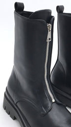 Zip Boots - Black Ankle Boots with Front Zipper