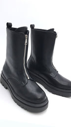 Zip Boots - Black Ankle Boots with Front Zipper